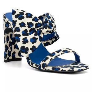 New York & Company Blue and White Heels with Block Heel and Open Toe Design